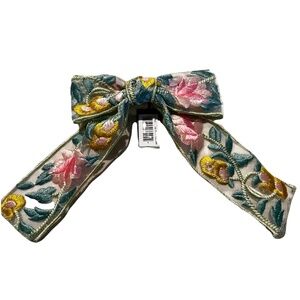 L. Erickson Pink/Green Flower Bow/Hair Clip NWT